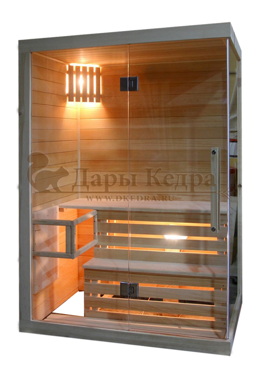 Двухместная прямая финская «Элит» сауна кабина из кедра и липы с электрокаменкой